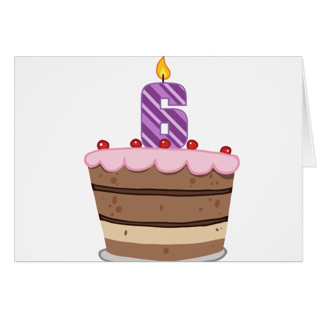 Edad 6 en el pastel de cumpleaños (Anverso (Horizontal))