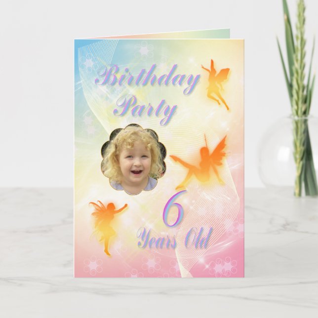 Edad 6, tarjeta de cumpleaños del hada floral (Anverso)