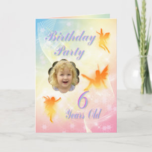 Edad 6, tarjeta de cumpleaños del hada floral