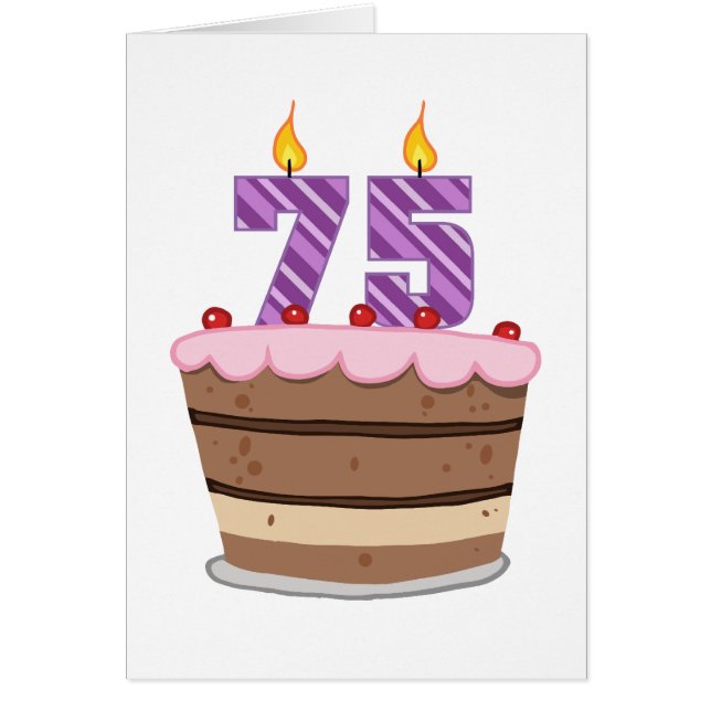 Edad 75 en el pastel de cumpleaños (Frente)