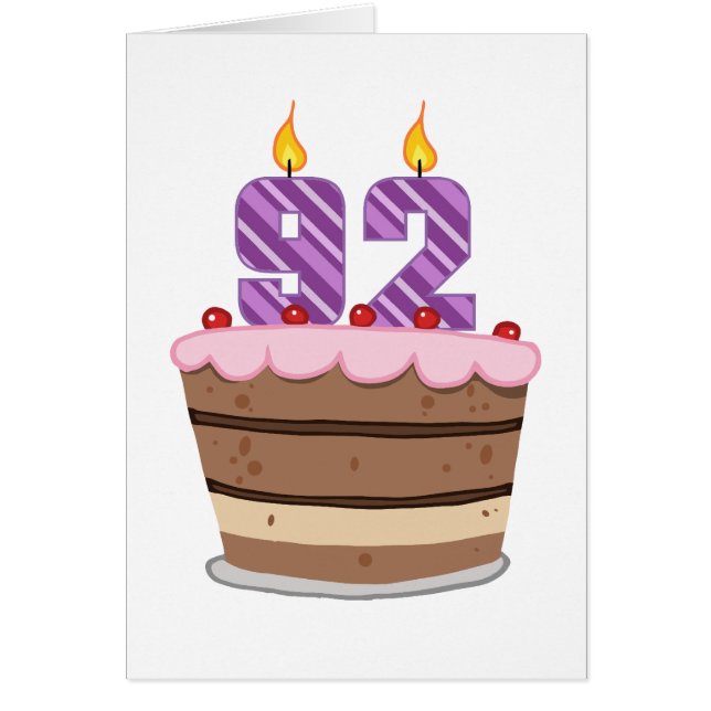 Edad 92 en el pastel de cumpleaños (Frente)