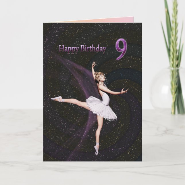 Edad 9, una tarjeta de cumpleaños de bailarina (Anverso)