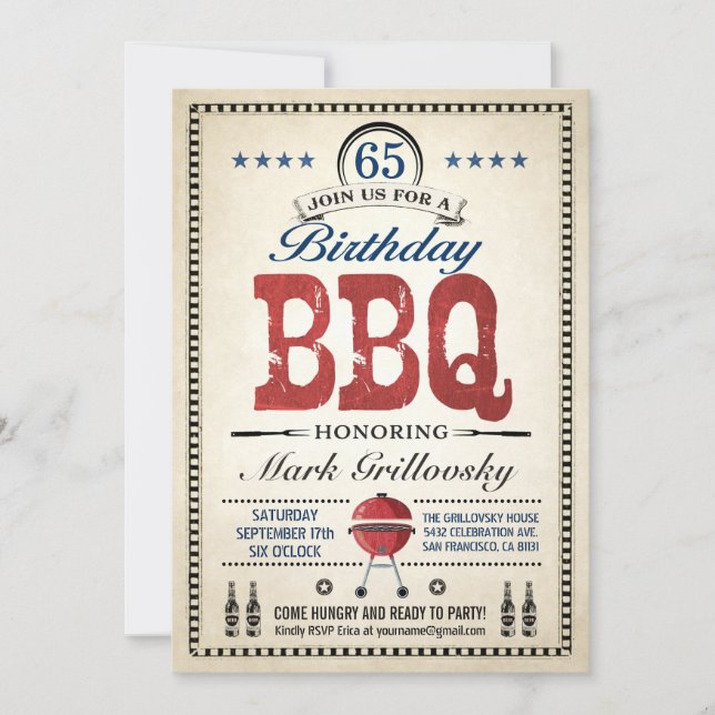 Edad de encargo de las invitaciones el | del Bbq (Anverso)