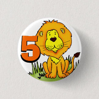 Edad del león 5 cumpleaños naranja y botón amarill