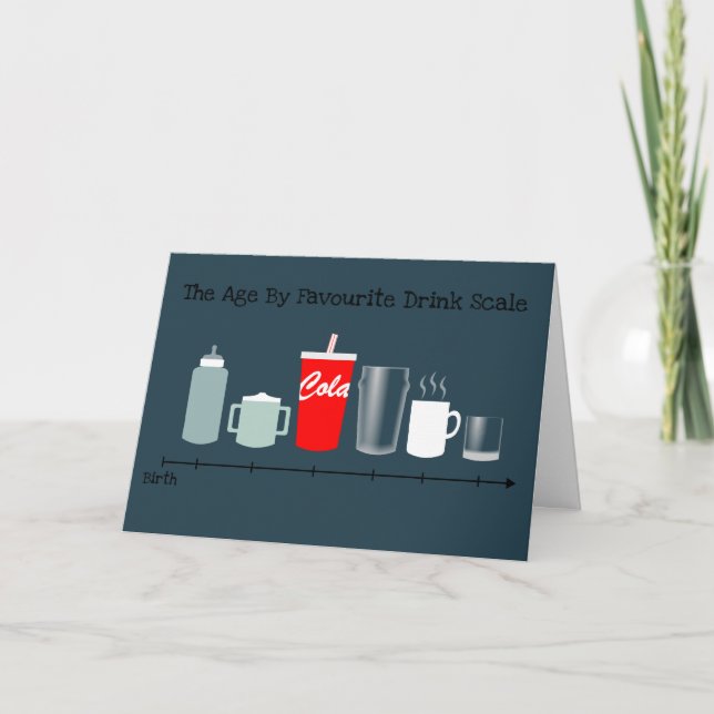 Edad por bebida favorita Tarjeta de cumpleaños div (Anverso)