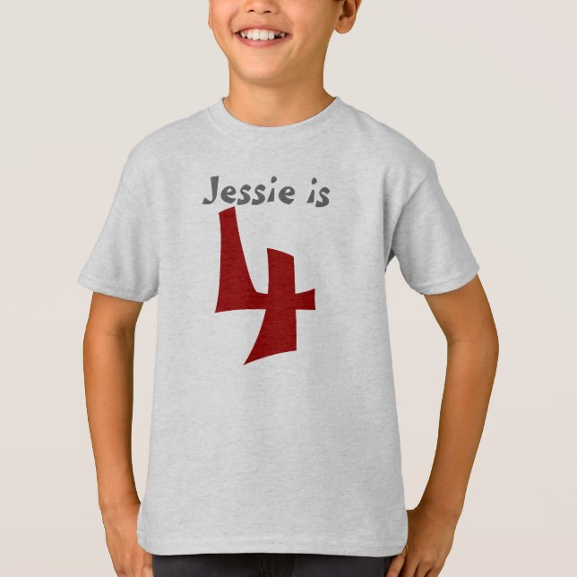 Edad y nombre Personalizable 4ª camiseta de cumple (Anverso)