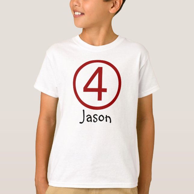Edad y nombre Personalizable 4ª camiseta de cumple (Anverso)