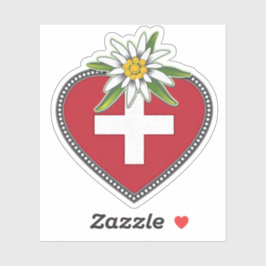Edelweiss Corazón Bandera Suiza Falleció Pegatina
