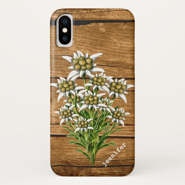 Edelweiss en Wood Look Personalizado Funda para iP (Reverso)
