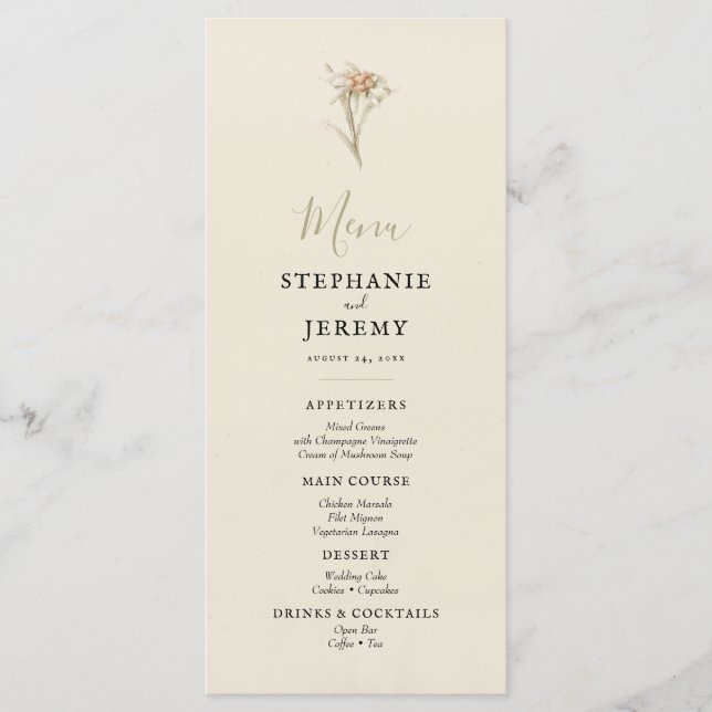 Edelweiss Vintage Floral Menu (Anverso)