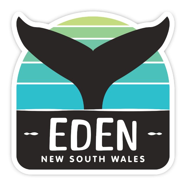 Eden, Pegatina de Nueva Gales del Sur en Australia (Eden New South Wales Australia retro whale tail sticker)