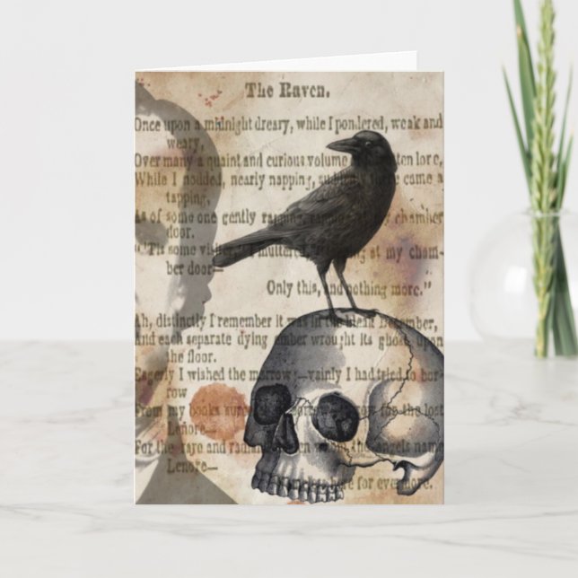 Edgar Allan Poe La Tarjeta De Saludo Raven (Anverso)
