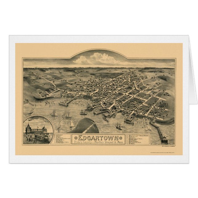 Edgartown, mapa panorámico de las MAMÁES - 1886 (Anverso (Horizontal))