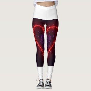 Edgy Barbed Heart Purple Rosas Leggings 💔 🌹