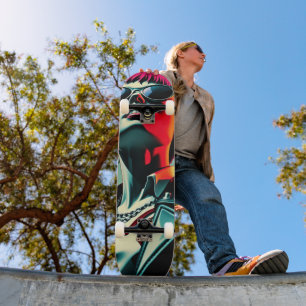 Edgy Urban Chica Skateboard Art