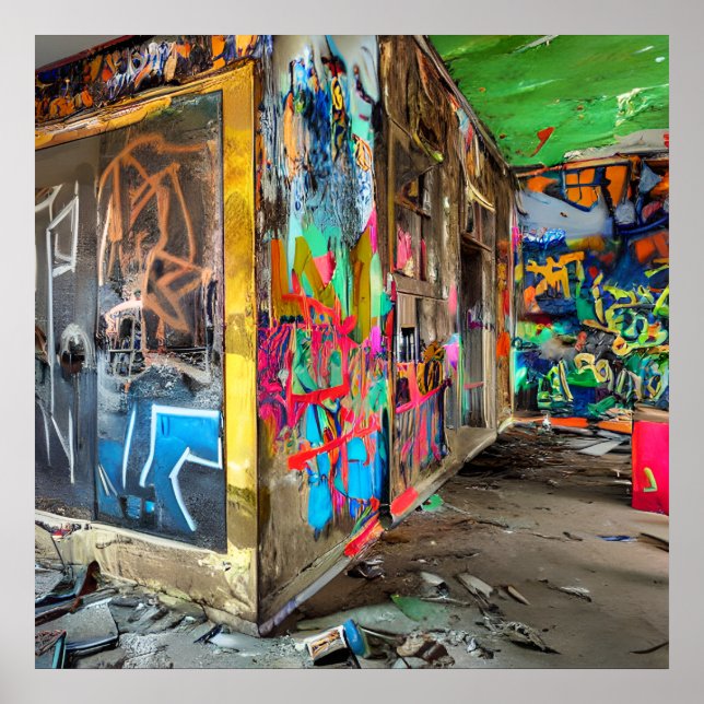 Edificio abandonado de arte callejero personalizad (Frente)