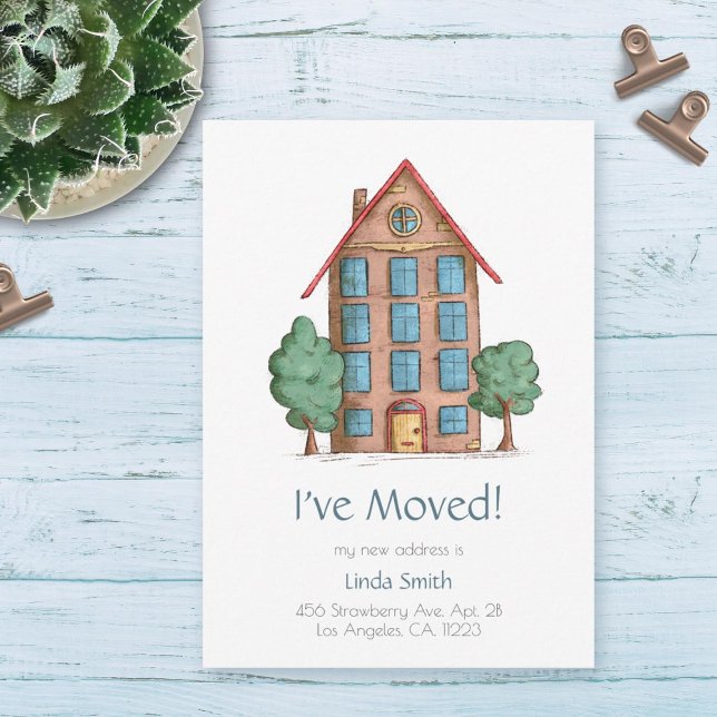 Edificio de apartamentos con Invitación móvil de á (I've moved! Single apartment moving announcement)