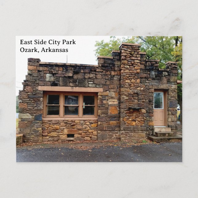 Edificio de Piedra Viejo, Tarjeta Postal de Ozark, (Anverso)