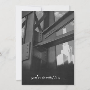 Edificio de rascacielos antiguos, invitación de ju