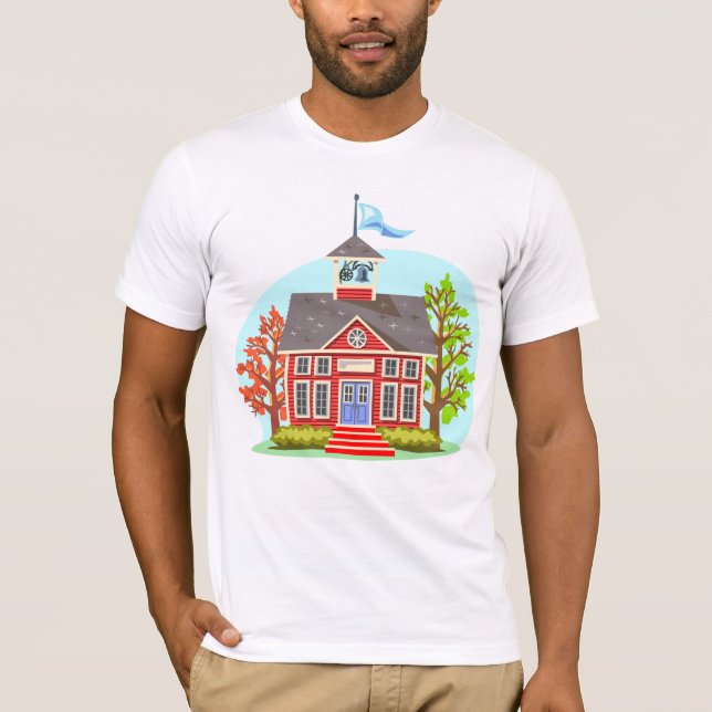 Edificio escolar con camiseta (Anverso)