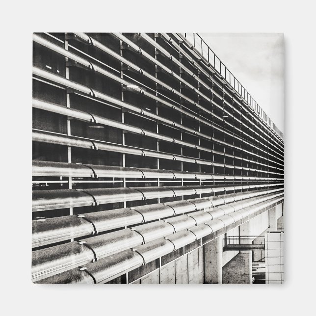 Edificio industrial Imán blanco y negro (Frente)