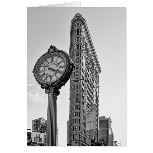 Edificio y reloj de Flatiron en 2 blancos y negros (Frente)