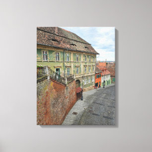 Edificios antiguos de Sibiu ver la impresión de li