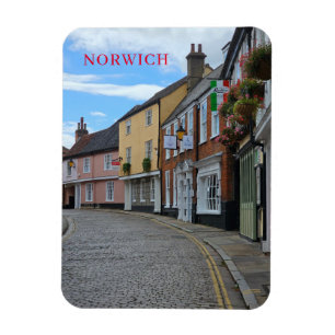 Edificios coloridos de Norwich miran al imán de la