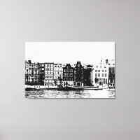 Edificios de Ámsterdam arte en blanco y negro