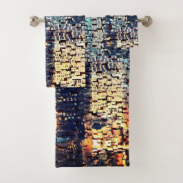 Edificios de la ciudad azul en estilo mosaico con 