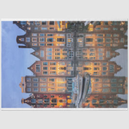 Edificios de la ciudad sobre papel de tejidos de d