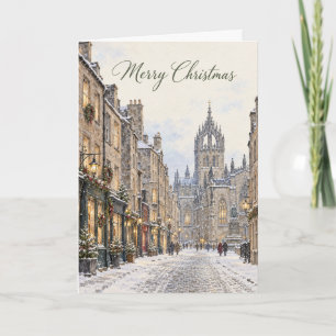 Edinburgh Royal Mile Acuarela Feliz Navidad H