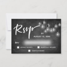 Edison Lights Chalkboard Moderno Caligrafía RSVP