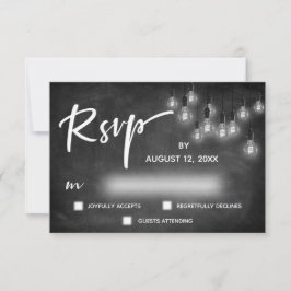 Edison Lights Chalkboard Moderno Caligrafía RSVP