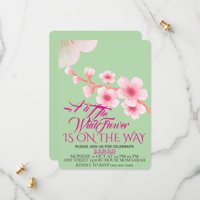 Editable A Little Wildflower Invitación Baby Showe (Anverso/Reverso In Situ)