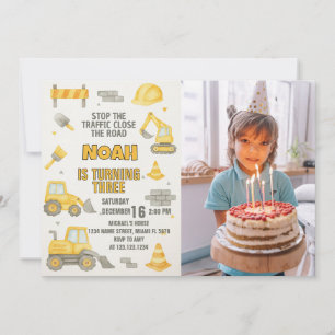 Editable Bajo Invitación De Cumpleaños De Construc