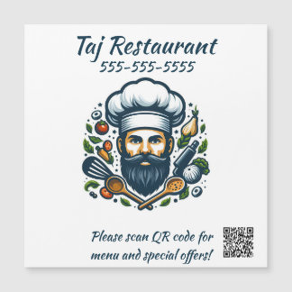 Editable Chef Restaurant QR Code Magnet