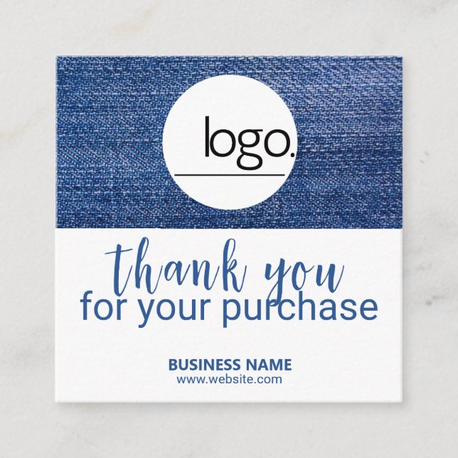 EDITABLE DENIM BLUE LOGO BUSINESS GRACIAS TARJETA (Anverso)