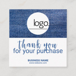 EDITABLE DENIM BLUE LOGO BUSINESS GRACIAS TARJETA