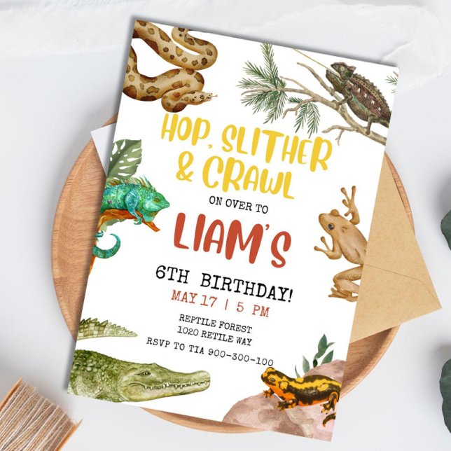 EDITABLE Reptile Invitación al cumpleaños, Lizard (Subido por el creador)