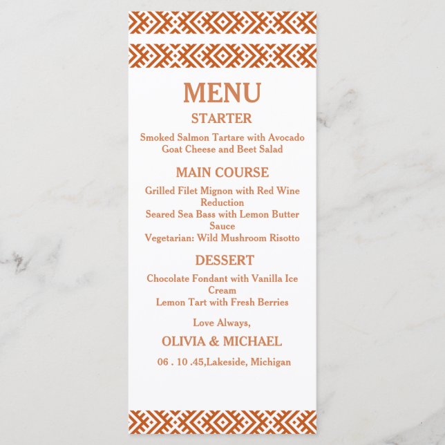 Editable Template African Print Wedding Menu (Anverso)