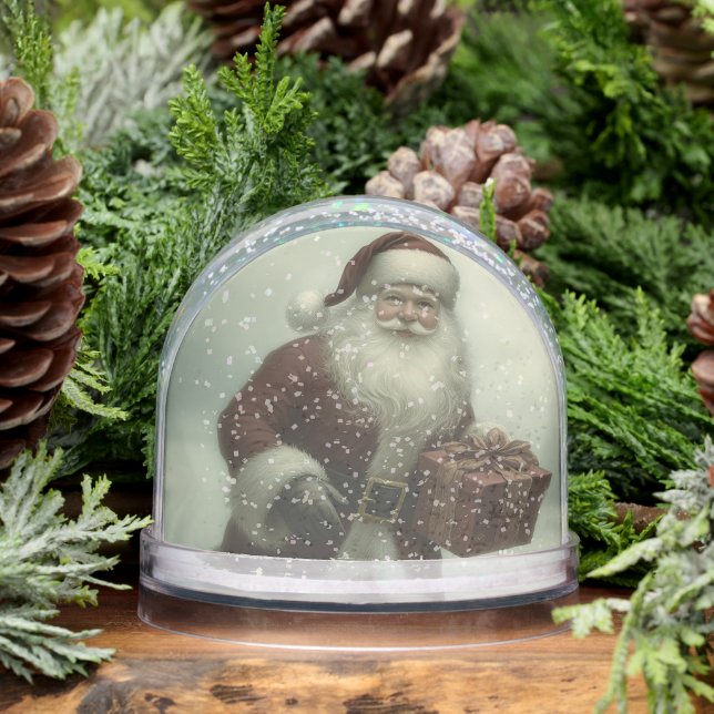 Editable Vintage Santa With A Present (Invierno)