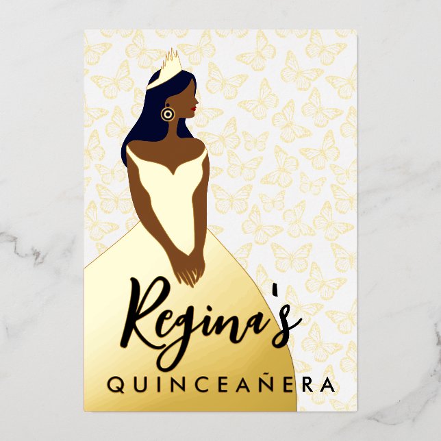 Editar la invitación al Relieve metalizado Quincea (Anverso)