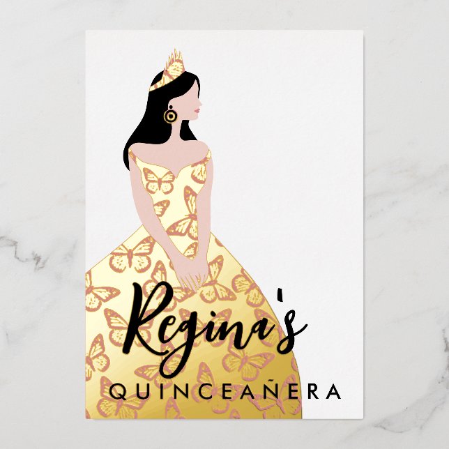 Editar la invitación al Relieve metalizado Quincea (Anverso)