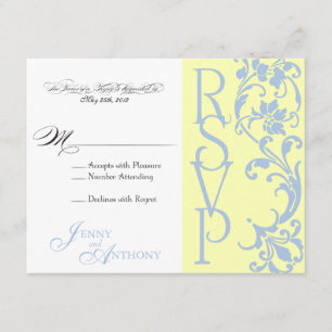 eDIY Elegant Simple RSVP Buttercream y Sky Blue