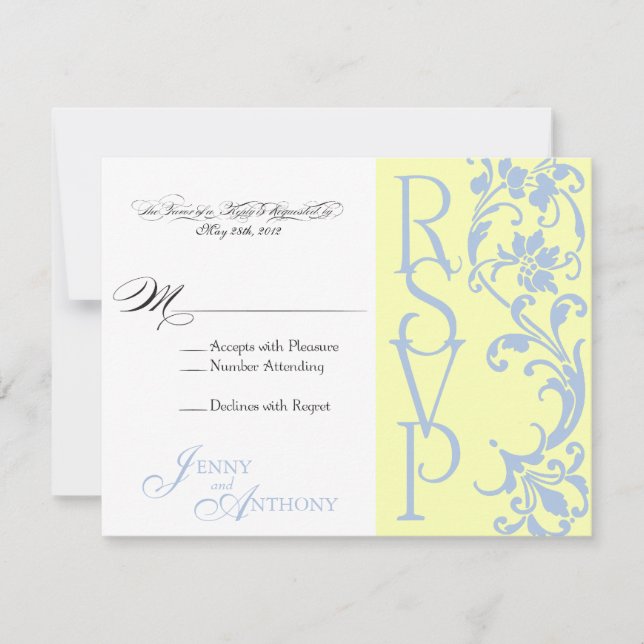 eDIY Elegant Simple RSVP Buttercream y Sky Blue (Anverso)