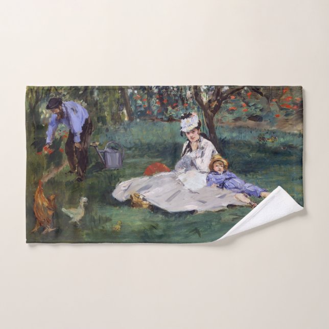 Edouard Manet - La familia Monet en su jardín (Toalla de mano)