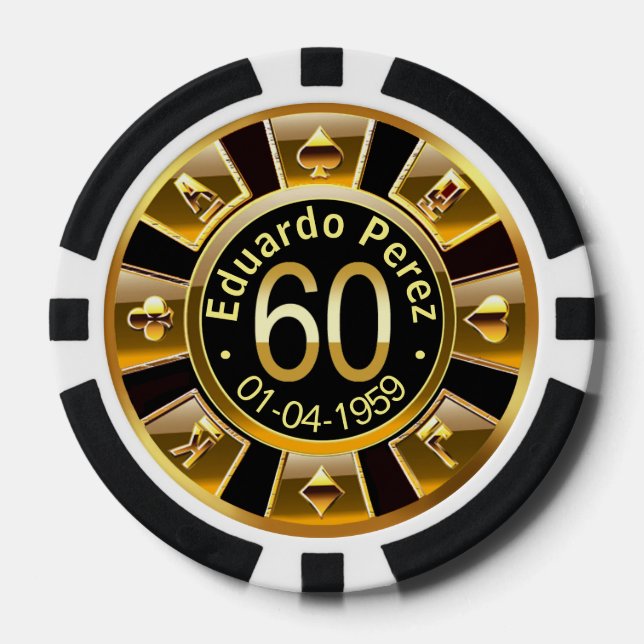 Eduardo P 60º chip de póquer negro dorado (Anverso)