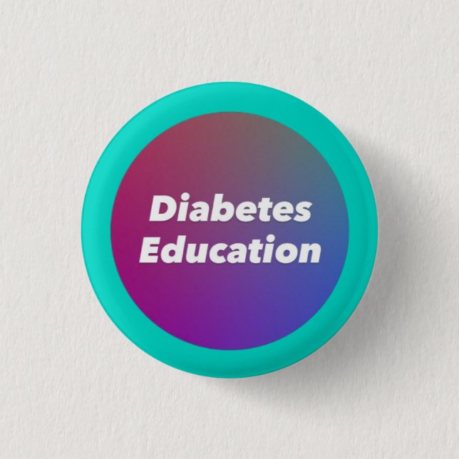 "Educación sobre la Diabetes" Botón Pequeño  (Anverso)
