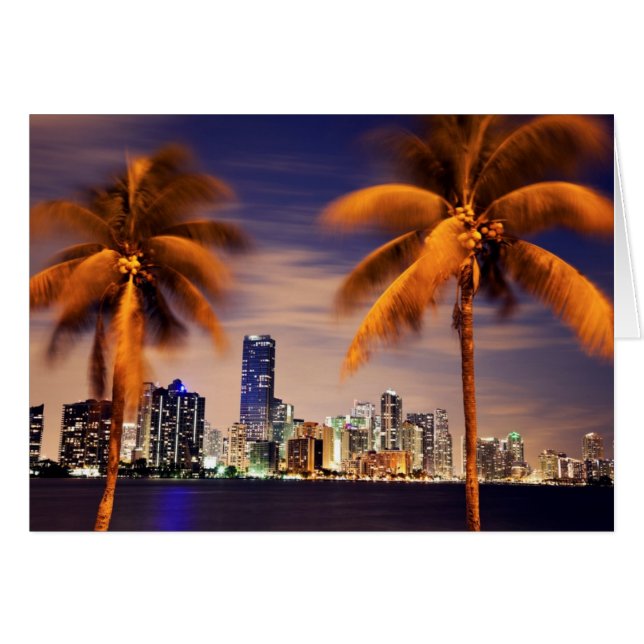 EE.UU., Florida, Miami skyline al atardecer (Anverso (Horizontal))